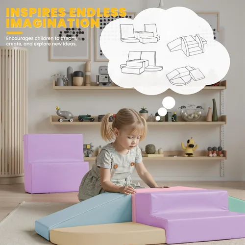 Miniatura 6 de Hoohtoot Bloques de escalada de espuma para niños pequeños: juego de 6 piezas de cuero sintético suave - Juguetes de escalada y gateo