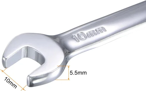 Miniatura 4 de uxcell Llave combinada de trinquete rechoncha de 0.394 in métrica 72 dientes 12 herramientas terminadas en caja de puntos, CR-V