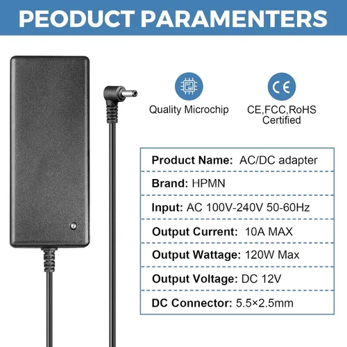 Miniatura 3 de Adaptador de fuente de alimentación de 12V 10A 120W Convertidor de CA a CC 100-240V a CC 12 voltios 10Amp Transformador de potencia de conmutación
