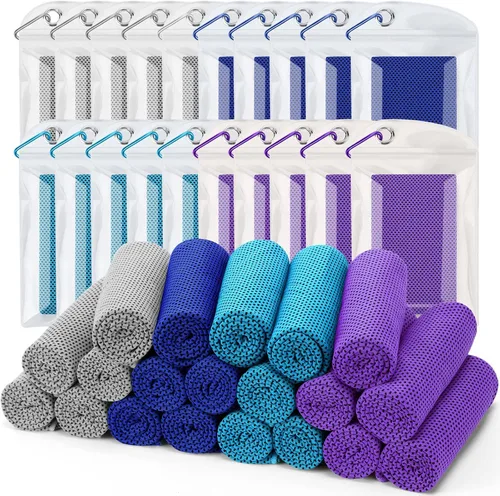 Miniatura 8 de Toalla de enfriamiento (paquete de 20, 40 x 12 pulgadas) con bolsas para deportes, entrenamiento, fitness, gimnasio, yoga, golf, pilates, viajes