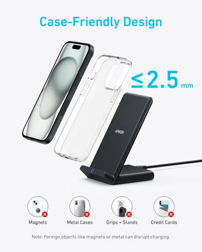 Miniatura 6 de Anker Cargador inalámbrico 313 (soporte), certificado Qi para iPhone 17/17/17 Pro/17 Pro Max/15/14/13, Galaxy S23 S22 S21 de carga rápida de 10 W