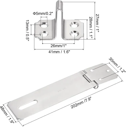 Miniatura 2 de MECCANIXITY Cerradura gruesa de acero inoxidable de 6 pulgadas para puerta, cierre de candado pesado con tornillos para puerta de armario