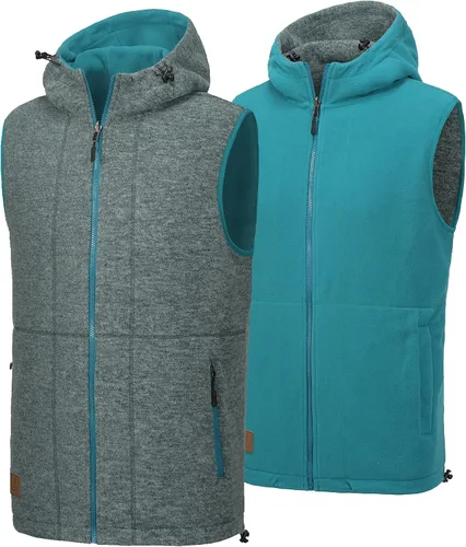 Miniatura 31 de Little Donkey Andy Chaleco de forro polar reversible para hombre, ligero, cálido, sin mangas, con capucha, para senderismo, caminar, viajar
