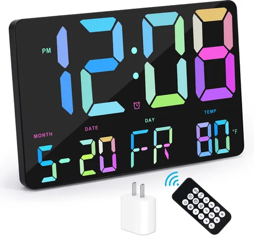 Miniatura 11 de Amgico Reloj despertador digital con repetición, temperatura, atenuación automática, calendario de pantalla grande de 11.5 pulgadas, reloj