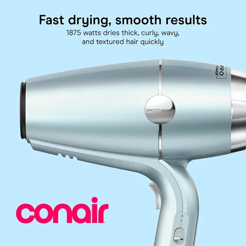 Miniatura 2 de INFINITI PRO CONAIR SmoothWrap Secador de Cabello, Secador con Accesorios Difusor y Concentrador, Tecnología Avanzada de Plasma y Cerámica para Menta