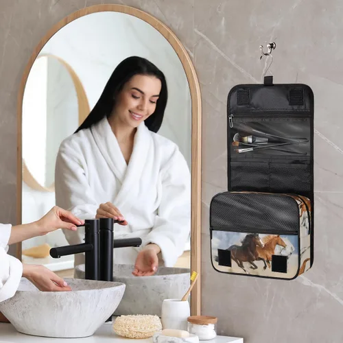 Miniatura 7 de Bardic Neceser de viaje colgante, bolsa de aseo para galope, animales de gran capacidad, bolsa de cosméticos de maquillaje, kit de aseo portátil