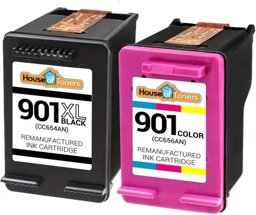 Miniatura 2 de Houseoftoners Paquete de 2 cartuchos de tinta remanufacturados de alto rendimiento de repuesto para HP 901XL negro y HP 901 Color Officejet 4500