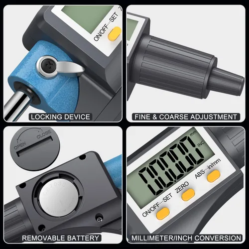 Miniatura 6 de HDLKNAK - Micrómetro digital, herramienta de medición de precisión de micrómetro exterior, 0-1"/0-25 mm, pulgada/métrica 0.00005"/0.001 mm, Azul