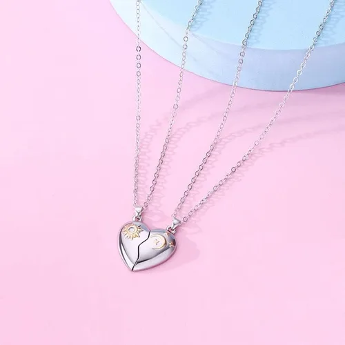 Miniatura 2 de Collar de pareja anillos para mujeres y hombres, collares a juego con corazón para parejas, novias y novias, regalo para el día de San Valentín