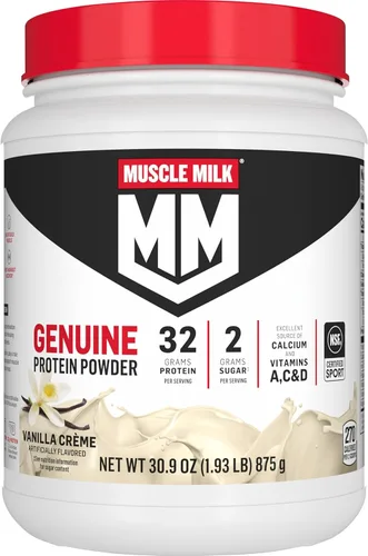 Miniatura 11 de Pó de Proteína Genuína Muscle Milk, Chocolate, 4.94 Libras, 32 Porciones, 32g de Proteína, 2g de Azúcar, Calcio, Vitaminas A, C y D, Certificado NSF