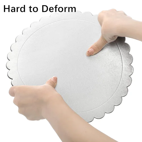 Miniatura 4 de Tebery Paquete de 15 tablas redondas para tartas, platos de cartón resistentes de 10 pulgadas, círculos de pizza a prueba de grasa para postres