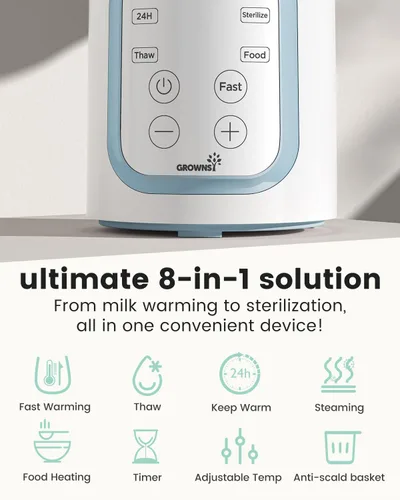 Miniatura 3 de Grownsy Calentador de biberones, calentador de leche rápido 8 en 1 para bebés con temporizador para leche materna o fórmula, control preciso de Azul