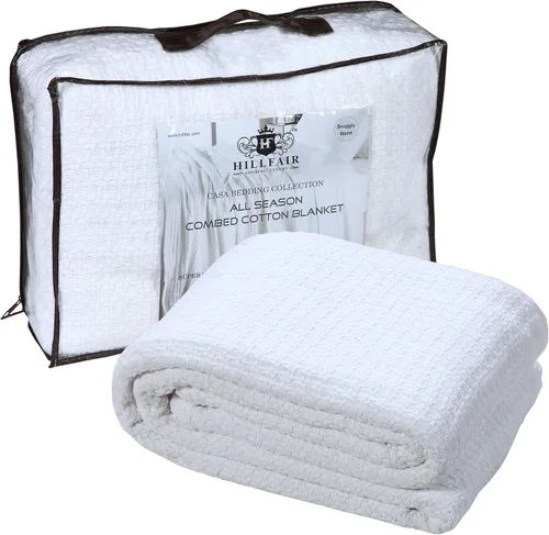 Miniatura 8 de HILLFAIR Manta 100% algodón peinado, manta de cama Twin XL, suave, acogedora, cálida, mantas multipropósito para decoración del hogar de lujo, 66 x