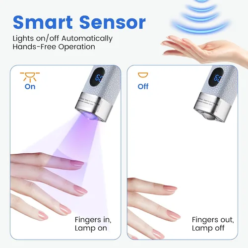 Miniatura 3 de Quaferen Mini luz UV de mano para uñas de gel con soporte, lámpara de uñas recargable de curación flash con sensor automático, imán de ojo de gato
