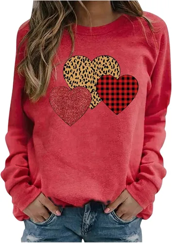 Miniatura 100 de Sudadera de manga larga con estampado de leopardo y corazón para mujer, para el día de San Valentín, sin botones, para niñas, regalos
