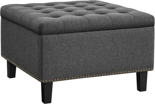 Miniatura 12 de Yaheetech Banco otomano clásico de entrada de 50 pulgadas con almacenamiento, taburete multiusos para reposapiés, color gris oscuro, 2
