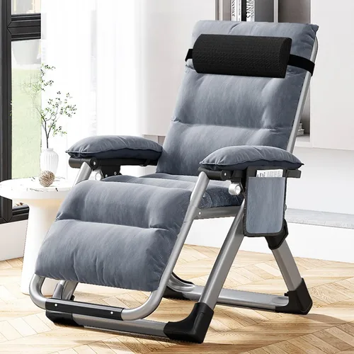 Miniatura 7 de MOPHOTO Cómoda silla plegable para sala de estar, silla reclinable plegable con colchón para interiores y exteriores, silla de ocio, sillas negro