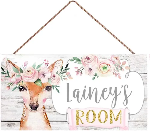 Miniatura 7 de JZDKJN Personalize Name Decoración de la pared del hogar Colgante de elefante bebé rosa dormitorio niño niña habitación creativa pared colgante