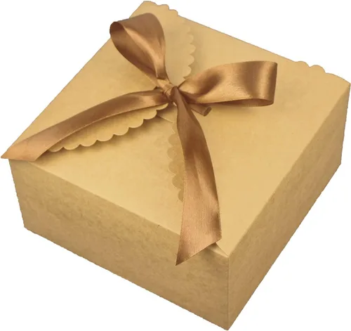 WEWILUCK Cajas de Regalo Marrones Paquete de 10, 8x8x4 Pulgadas, Caja de Regalo Grande de Kraft Premium con Tapa al Por Mayor para Regalo,
