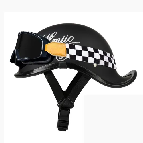 Miniatura 19 de Medio casco de motocicleta vintage, aprobado por el DOT, para adultos, casco convertible vintage para scooters, ciclomotores, cascos de motocicleta