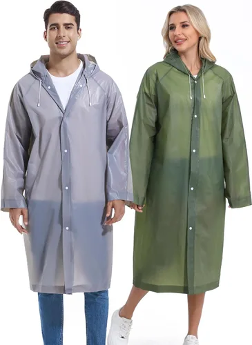 Miniatura 45 de 2 abrigos de lluvia de Borogo para adultos, chaquetas de lluvia reutilizables para hombres y mujeres