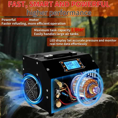 Miniatura 5 de TUXING Compresor de Aire PCP 4500Psi, Compresor de Alta Presión con Parada Automática, Equipado con Sistema de Refrigeración por Agua, para Carga