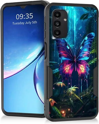 Miniatura 145 de Funda para Galaxy A14 5G, resistente de doble capa híbrida de policarbonato duro, goma suave, a prueba de golpes, funda protectora resistente