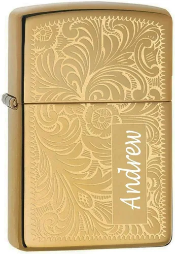 Mechero Zippo personalizado – Mechero grabado con diseño veneciano personalizado | Mechero de metal genuino resistente al viento | Regalo único para