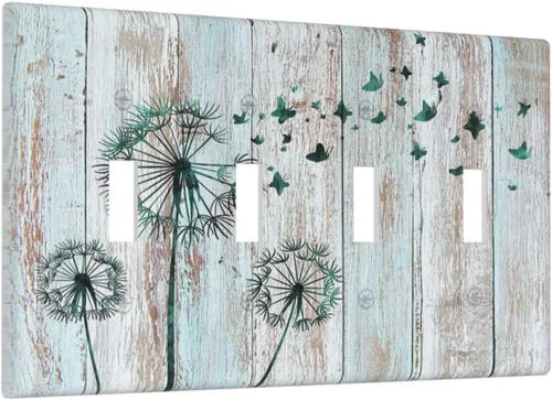 Miniatura 90 de Cubiertas Decorativas para Placas de Interruptor Diente de León Azul Rústico Citas Inspiradoras Casa de Campo Tablón de Madera Gris 1 Gang Cubierta