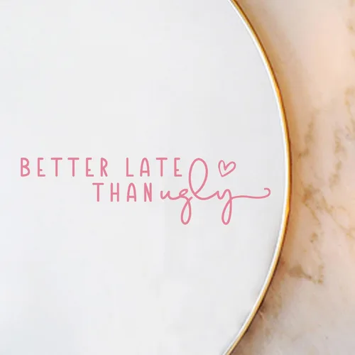 Miniatura 3 de 2 calcomanías de espejo con texto en inglés «Better Late Than Fey», calcomanías de vinilo para pared, buena idea de regalo, decoración de habitación