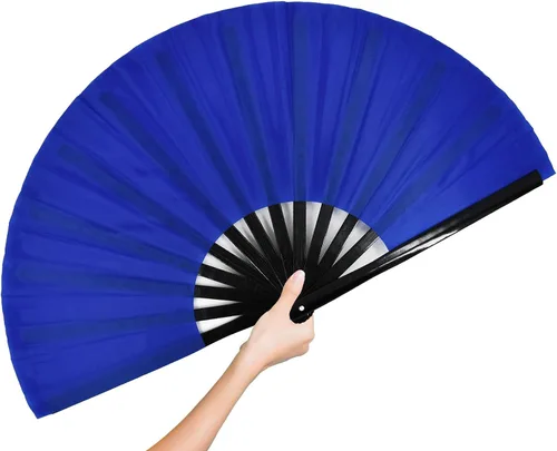 Miniatura 7 de Ventilador de mano plegable grande para rave para baile de línea, grandes ventiladores plegables para festivales de baile, baile, actuación