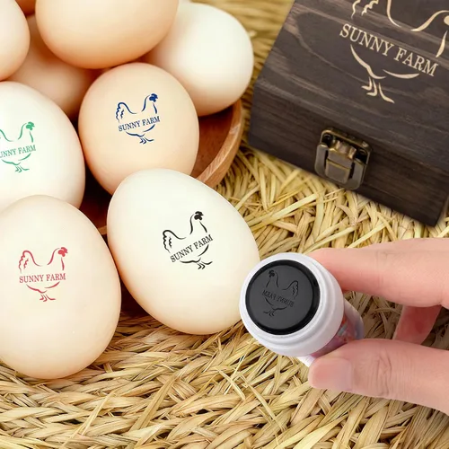 Miniatura 6 de Sellos de huevos personalizados para huevos frescos, silueta de gallina con nombre personalizado, sello de plástico de 1.18 x 2.76 pulgadas, regalo