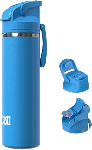 Miniatura 25 de OISIZ Botella de agua aislada de 20 onzas con boquilla 2 en 1 y tapa de popote, cierre de seguridad de un clic, 100% a prueba de fugas, mantiene