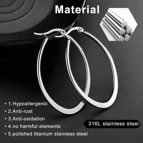 Miniatura 5 de Aretes de aro ovalados dorados y plateados para mujer, grandes, grandes, para uso diario, diseño de gota de agua, idea de regalo para madre y mejor