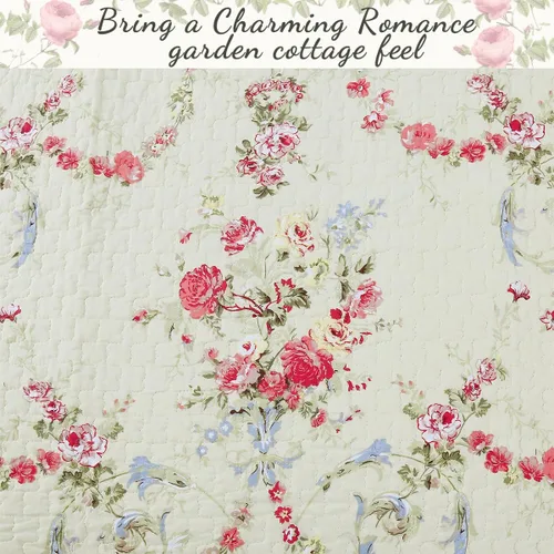 Miniatura 4 de Cozy Line Home Fashions - Juego de ropa de cama reversible de 100% algodón con estampado floral de color caqui, crema y amarillo