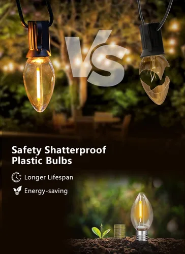 Miniatura 6 de Paquete de 25 bombillas LED de luz nocturna, bombillas LED de repuesto C7 irrompibles para luces de cadena, bombillas para lámpara de sal base E12