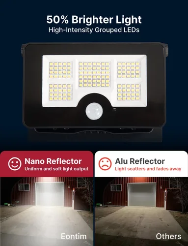 Miniatura 6 de Luz Solar de Inundación, 122 LEDs Luces Exteriores Brillantes con Sensor de Movimiento, Luz de Seguridad Solar de Anochecer a Amanecer para Patio