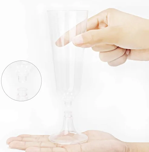 Miniatura 4 de BUCLA Paquete de 100 copas de champán de plástico transparente, copas de champán de plástico de 5 onzas, vasos desechables transparentes de alta