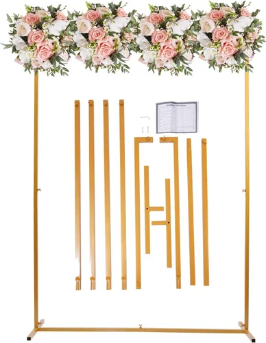 Soporte cuadrado de metal para arco de boda con bases, 6.5 pies de fácil montaje, arco de jardín cuadrado de metal para bodas, bar, mitzvá, fiesta,