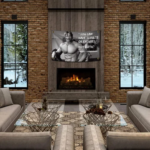 Miniatura 5 de Arnold Schwarzenegger Puedes tener resultados o excusas. No ambos. Bandera de 3 x 5 pies Cartel Inspirador Bandera duradera para pared de cueva