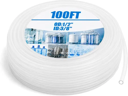 Nuanchu Tubo de polietileno de 100 pies, diámetro exterior de 1/2 pulgada, diámetro interior de 3/8 pulgadas, tubo de polietileno de pared de 1/16