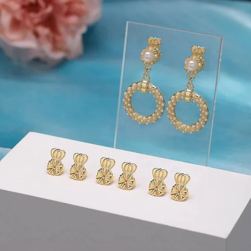 Miniatura 5 de 3 pares de aretes hipoalergénicos, chapados en oro de 18 quilates, ajustables para aretes pesados y tachuelas (blanco + dorado)