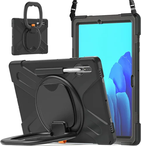 Miniatura 102 de 360 Rotation Case for Galaxy Tab ActivePro/Tab Active4 Pro/Active 5 Pro 10.1" Sturdy Cover Rotate Ring Stand Shoulder Carrying Strap Hand Strap
