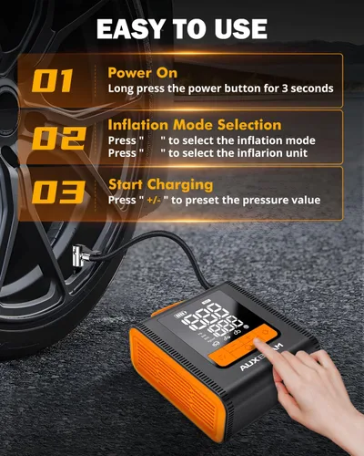 Miniatura 3 de AUXBEAM Inflador de neumáticos de la serie H4, compresor de aire portátil, 150PSI 2 en 1, inflador de neumáticos de automóvil, portátil, 4 modos