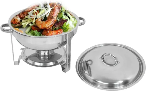 Miniatura 7 de Juego de bufé de acero inoxidable de 5 cuartos de galón, para catering, fiestas con bandeja de agua, soporte para combustible, servidores de bufé