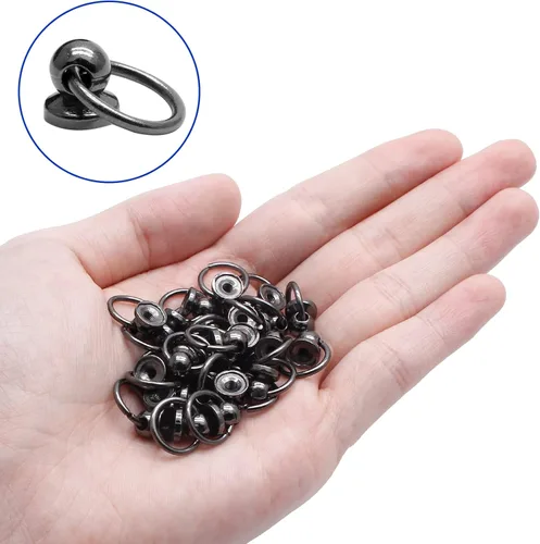 Miniatura 4 de Kyuionty 60 remaches de cabeza redonda atornillados con anillo de tracción, 0.315 pulgadas (0.315 in) de cuero para manualidades, remaches
