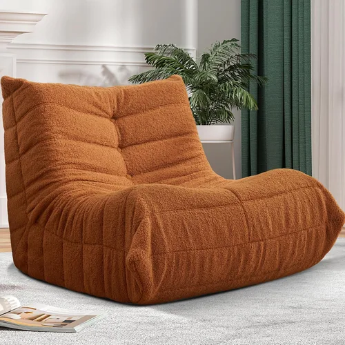 Miniatura 27 de Puf para adultos, silla puf grande, sillón con relleno de espuma viscoelástica para el hogar, apartamento o sala de juegos, gris afelpado Felpa gris
