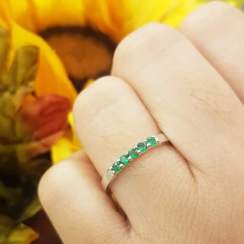 Miniatura 151 de Dazzlingrock Collection Anillo de boda redondo de 5 piedras preciosas o diamantes para mujer en oro macizo de 10 K/14 K/18 K