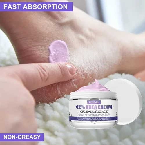 Miniatura 6 de 2 paquetes de crema de urea 42% más ácido salicílico 2%, crema de pies de lavanda de 7.06 onzas para talones secos agrietados, tratamiento