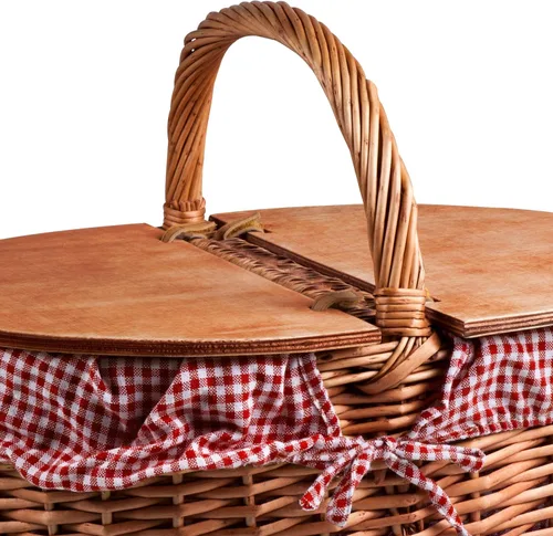 Miniatura 3 de Picnic TIME Coca-Cola Country - Cesta de picnic vintage con tapa, cesta de picnic de mimbre para 2 personas, patrón de cuadros rojos y blancos